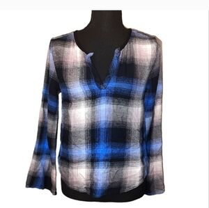 Anthropologie Cloth and Stone Plaid Flannel Top